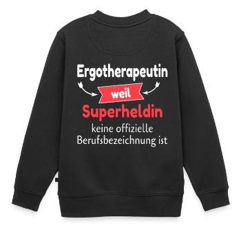 Die Superhelden Ergotherapeutin - Kinder Premium Organic Sweatshirt - Schwarz - Hinten - AI Model Kid Female (0cm)