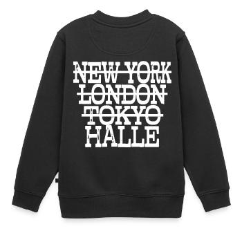 Halle Liebe - Geschenkidee für Haller Fan - Kinder Premium Organic Sweatshirt - Schwarz - Hinten - AI Model Kid Female (0cm)