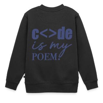 Code is my Poem Animal Fashion - Kids Premium Organic Sweatshirt - black - Back - AI Model Kid Female (0cm)