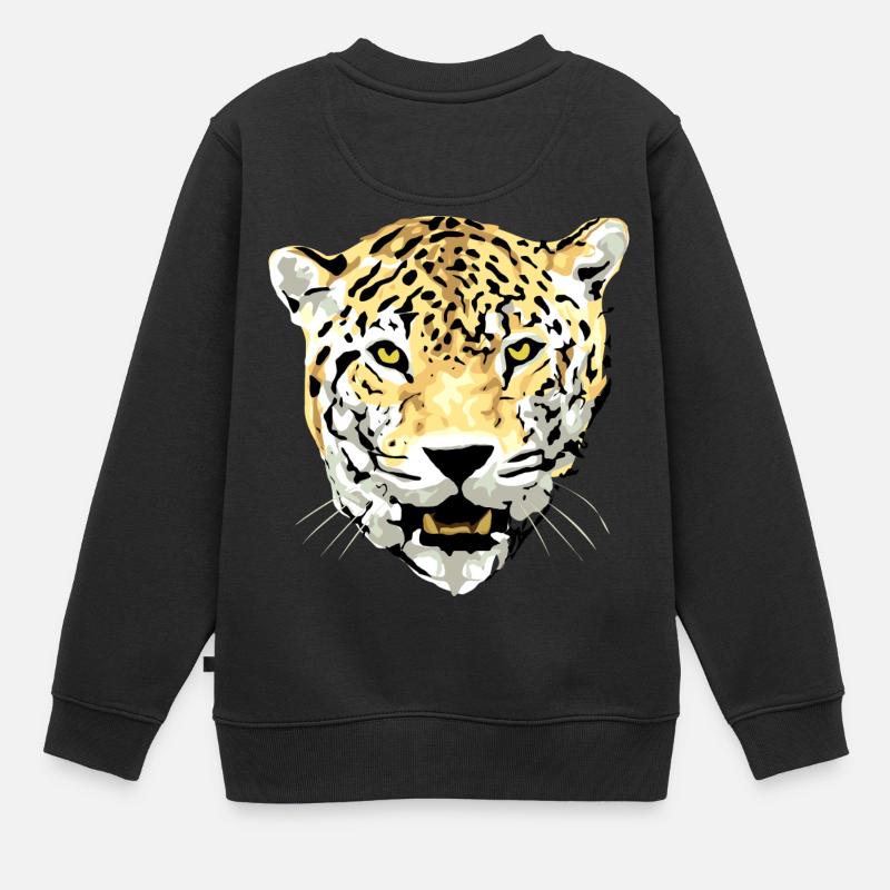 cheetah cat jaguar leopard ocelot gepard wildcat29 - Kinder Premium Organic Sweatshirt - Schwarz