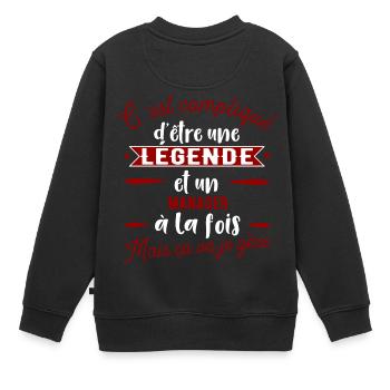 Manager une légende cadeau - Sweat Premium enfant bio - noir - Dos - AI Model Kid Female (0cm)