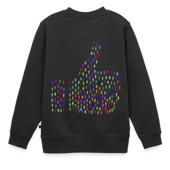 Gefällt mir! Like! Thumbs Up! - Kinder Premium Organic Sweatshirt - Schwarz - Hinten - AI Model Kid Female (0cm)