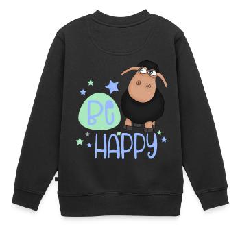 Mouton noir - Soyez heureux mouton - porte-bonheur - Sweat Premium enfant bio - noir - Dos - AI Model Kid Female (0cm)