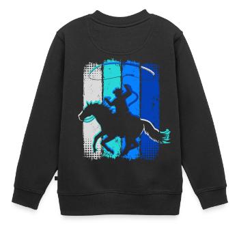 Retro Cowboy - Vintage Reiter Western - Kinder Premium Organic Sweatshirt - Schwarz - Hinten - AI Model Kid Female (0cm)