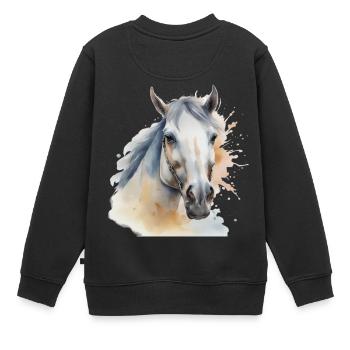 Tête de cheval Cheval Cheval Cheval Etalon - Sweat Premium enfant bio - noir - Dos - AI Model Kid Female (0cm)
