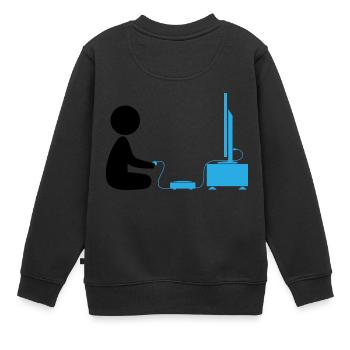 Un garçon joue avec sa console de jeux - Sweat Premium enfant bio - noir - Dos - AI Model Kid Female (0cm)