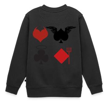 Poker Black Jack Ass Devil Devil Ange Carte Casino - Sweat Premium enfant bio - noir - Dos - AI Model Kid Female (0cm)