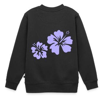 Lila Hibiskus - Kinder Premium Organic Sweatshirt - Schwarz - Hinten - AI Model Kid Female (0cm)