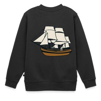 Segelschiff - Kinder Premium Organic Sweatshirt - Schwarz - Hinten - AI Model Kid Female (0cm)
