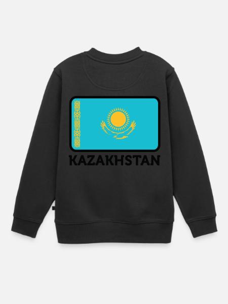 Nationalflagge von Kasachstan - Kinder Premium Organic Sweatshirt - Schwarz