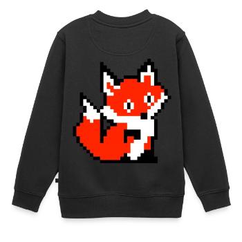 Fuchs Fox Pfote Retro Pixel Design Shirt Geschenk - Kinder Premium Organic Sweatshirt - Schwarz - Hinten - AI Model Kid Female (0cm)