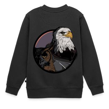 Adler - Wald - Eule - Uhu - Autobahn - Straße - Kinder Premium Organic Sweatshirt - Schwarz - Hinten - AI Model Kid Female (0cm)