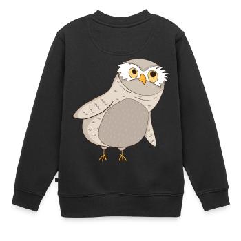 Kauz Eule - Kinder Premium Organic Sweatshirt - Schwarz - Hinten - AI Model Kid Female (0cm)
