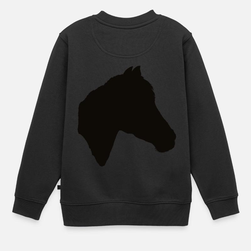 Pferd, Pferde, Pferde-Scherenschnitt - Kinder Premium Organic Sweatshirt - Schwarz