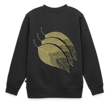 Feuilles décoratives - Sweat Premium enfant bio - noir - Dos - AI Model Kid Female (0cm)