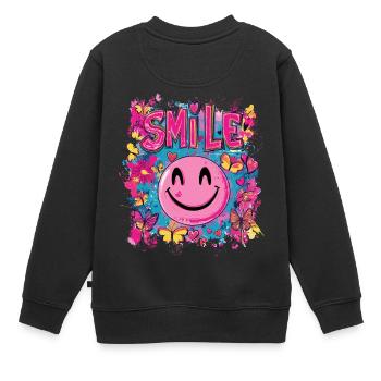 Smile the full day - herz schmetterling - Kinder Premium Organic Sweatshirt - Schwarz - Hinten - AI Model Kid Female (0cm)