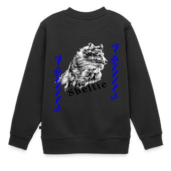 Agility Sheltie S - Kinder Premium Organic Sweatshirt - Schwarz - Hinten - AI Model Kid Female (0cm)