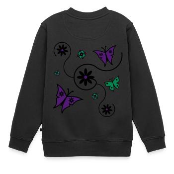 Schmetterling Frühling - Kinder Premium Organic Sweatshirt - Schwarz - Hinten - AI Model Kid Female (0cm)