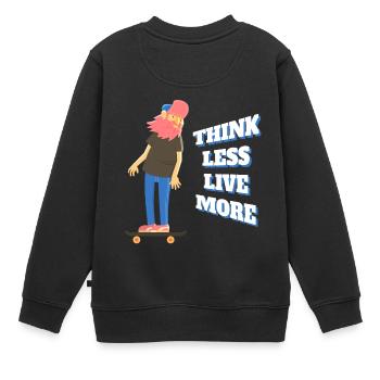 Pensez moins vivez plus - Sweat Premium enfant bio - noir - Dos - AI Model Kid Female (0cm)
