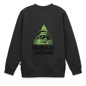 Illuminati Confirmée - shirt Illuminati - Sweat Premium enfant bio - noir - Dos - AI Model Kid Female (0cm)