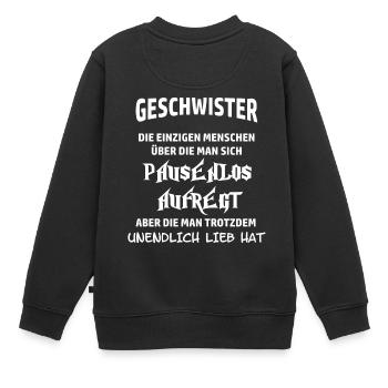 Geschwister - Kinder Premium Organic Sweatshirt - Schwarz - Hinten - AI Model Kid Female (0cm)