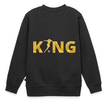 Fussball Soccer King Koenig Gold - Kinder Premium Organic Sweatshirt - Schwarz - Hinten - AI Model Kid Female (0cm)