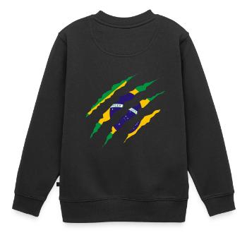 Claw Klaue Laender Brasilien png - Kinder Premium Organic Sweatshirt - Schwarz - Hinten - AI Model Kid Female (0cm)