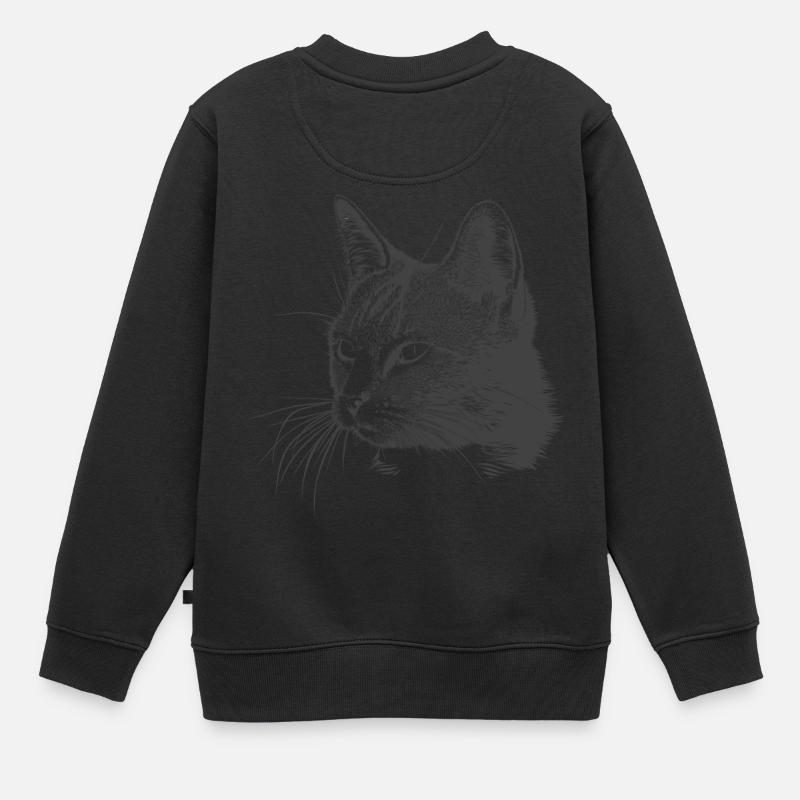chat - Sweat Premium enfant bio - noir