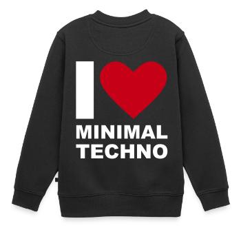 ICH LIEBE TECHNO MINIMAL - Kinder Premium Organic Sweatshirt - Schwarz - Hinten - AI Model Kid Female (0cm)
