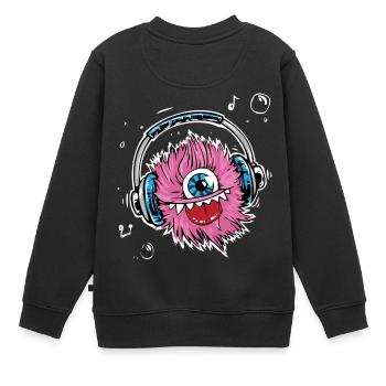 Monster,Kopfhörer,musik,singen - Kinder Premium Organic Sweatshirt - Schwarz - Hinten - AI Model Kid Female (0cm)