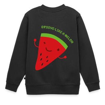 Tanzende Melone - Kinder Premium Organic Sweatshirt - Schwarz - Hinten - AI Model Kid Female (0cm)