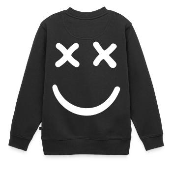 Dead Smiley Crossed Eyed Smiley - Kinder Premium Organic Sweatshirt - Schwarz - Hinten - AI Model Kid Female (0cm)