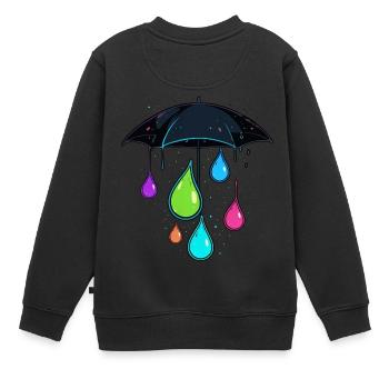 Bunter Regenschirm - Kinder Premium Organic Sweatshirt - Schwarz - Hinten - AI Model Kid Female (0cm)
