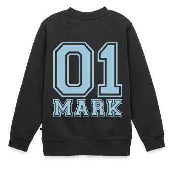 Mark - Name - Kinder Premium Organic Sweatshirt - Schwarz - Hinten - AI Model Kid Female (0cm)