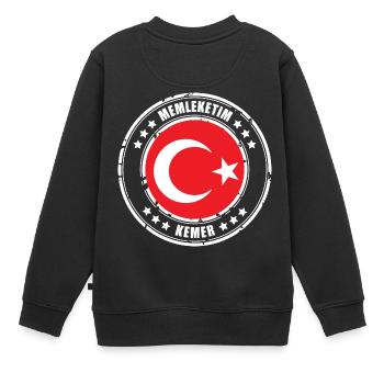Memleketim KEMER - Kinder Premium Organic Sweatshirt - Schwarz - Hinten - AI Model Kid Female (0cm)