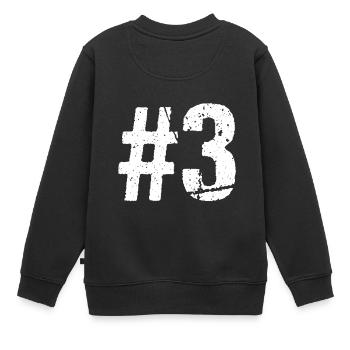 d'équipe numéro 3 hashtag trois équipes - Sweat Premium enfant bio - noir - Dos - AI Model Kid Female (0cm)