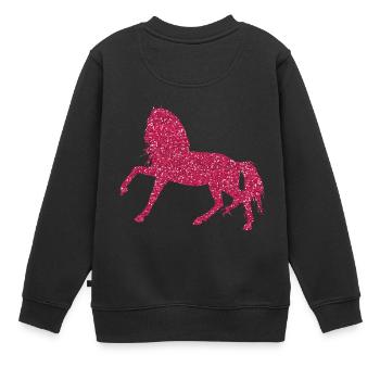 Pink Glitter Horse - Glittering horse Pink horses - Kids Premium Organic Sweatshirt - black - Back - AI Model Kid Female (0cm)
