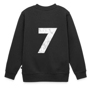 Numéro 7, numéro 7, 7, sept, numéro sept, sept, - Sweat Premium enfant bio - noir - Dos - AI Model Kid Female (0cm)