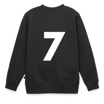 Numéro 7, numéro 7, 7, sept, numéro sept, sept, - Sweat Premium enfant bio - noir - Dos - AI Model Kid Female (0cm)