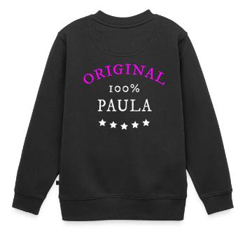 Original 100% Paula, Geschenk, Namen - Kinder Premium Organic Sweatshirt - Schwarz - Hinten - AI Model Kid Female (0cm)