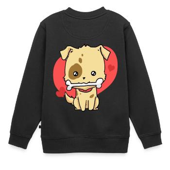 chien - Sweat Premium enfant bio - noir - Dos - AI Model Kid Female (0cm)
