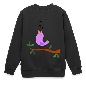 Singvogel - süßer Vogel - Kinder Premium Organic Sweatshirt - Schwarz - Hinten - AI Model Kid Female (0cm)