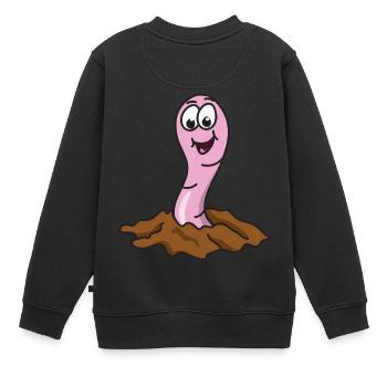Regenwurm - Kinder Premium Organic Sweatshirt - Schwarz - Hinten - AI Model Kid Female (0cm)