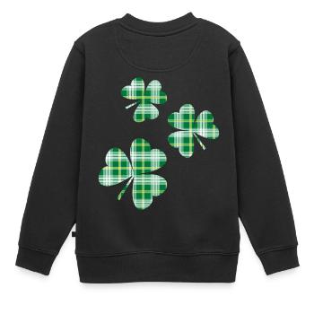 3 St. Patrick's Day Irish Tartan Kleeblätter - Kinder Premium Organic Sweatshirt - Schwarz - Hinten - AI Model Kid Female (0cm)