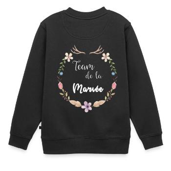 Bohemian Wedding Kollektion - Team de la Bride - Kinder Premium Organic Sweatshirt - Schwarz - Hinten - AI Model Kid Female (0cm)