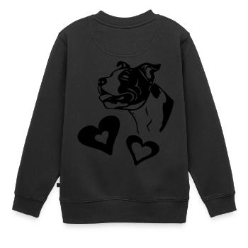 stafford © - www.dog-power.nl - Kinder Premium Organic Sweatshirt - Schwarz - Hinten - AI Model Kid Female (0cm)