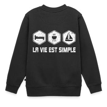 LA VIE EST SIMPLE - VOILE - Kinder Premium Organic Sweatshirt - Schwarz - Hinten - AI Model Kid Female (0cm)