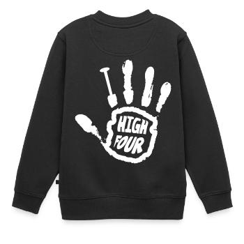Funny High Four Finger Amputee Missing Finger - Kinder Premium Organic Sweatshirt - Schwarz - Hinten - AI Model Kid Female (0cm)