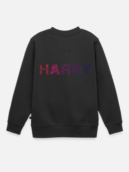 Harry Letter Name - Kids Premium Organic Sweatshirt - black