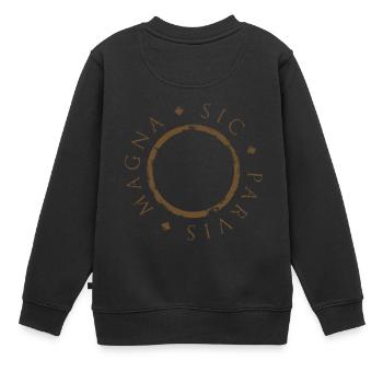 Sic Parvis Magna - Sweat Premium enfant bio - noir - Dos - AI Model Kid Female (0cm)
